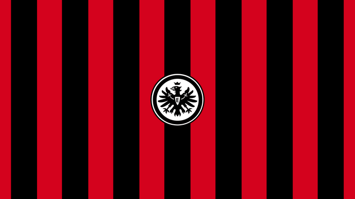 Eintracht Frankfurt logo on red and black stripes