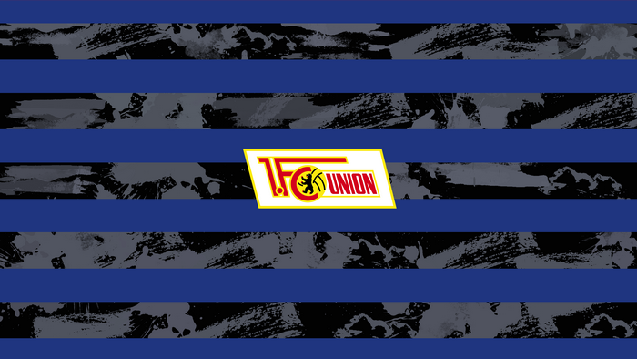 1. FC Union Berlin Soccer Logo Blue Striped Grunge