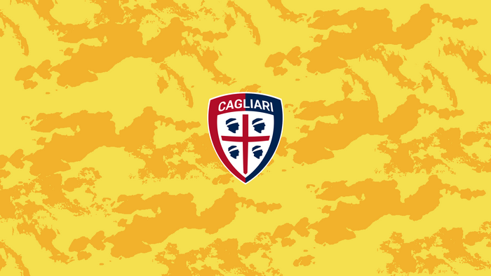 Cagliari Calcio logo on abstract yellow pattern