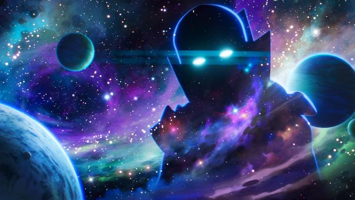 Watcher (Marvel Comics) in a vibrant cosmic galaxy
