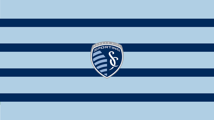 Sporting Kansas City Logo on Blue Striped Background