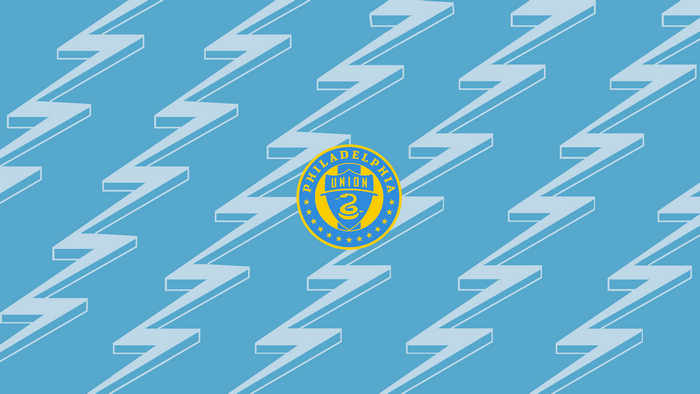 Philadelphia Union Emblem on Blue Lightning Background