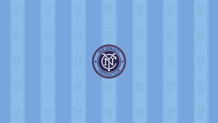 New York City FC Logo on Striped Blue Background