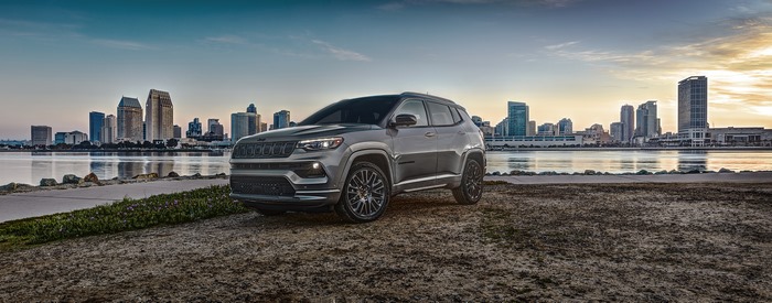 Silver Jeep Compass High Altitude SUV overlooking San Diego