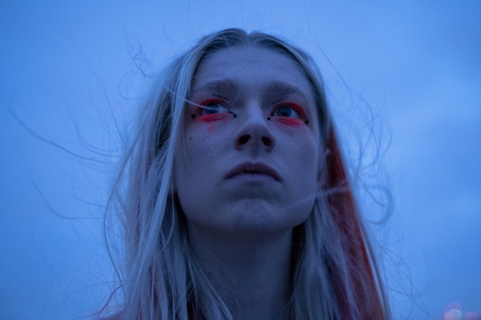 Euphoria's Hunter Schafer with vibrant red eye makeup