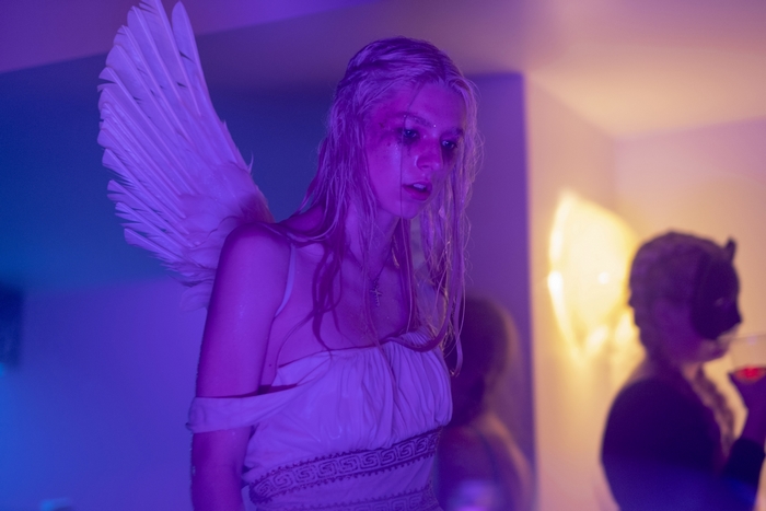 Hunter Schafer as Jules in angel costume