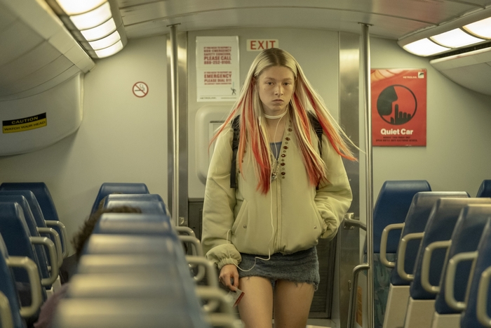 Hunter Schafer in a train car from Euphoria