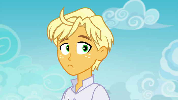 Ragamuffin (My Little Pony) with green eyes and freckles