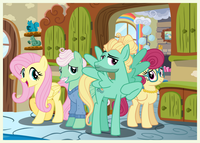 Fluttershy and her family in My Little Pony 4K
