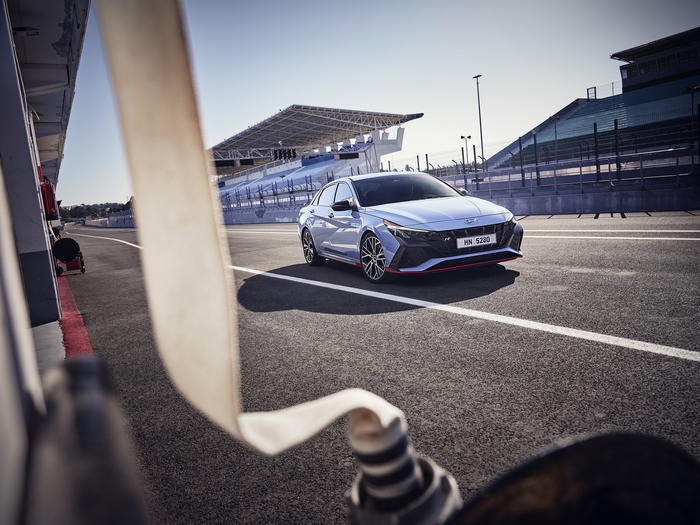 2021 Hyundai Elantra N sport car on race track