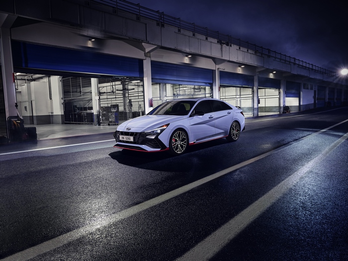 2021 Hyundai Elantra N Sport Car at Night Pit Lane