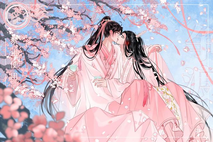 Wei Wuxian and Lan Wangji Kiss under Cherry Blossoms