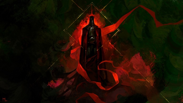 Dark Warrior in Red with Gold Frame