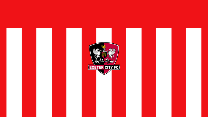 Exeter City F.C. logo on red and white stripes