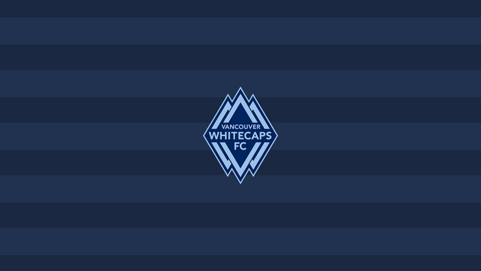 Vancouver Whitecaps FC Soccer Logo on Blue Stripes