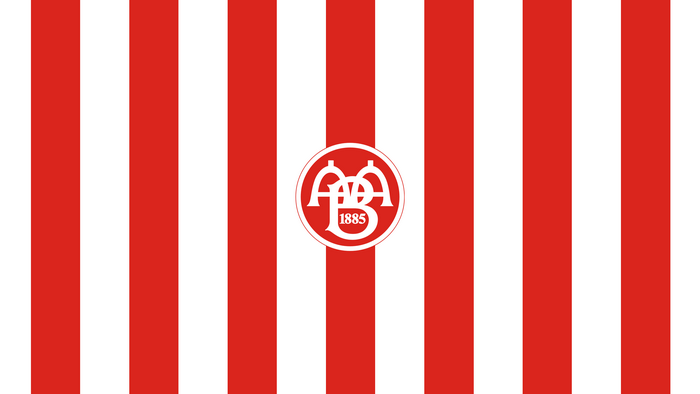 AaB Fodbold Logo on Red and White Stripes