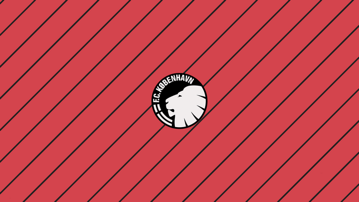 F.C. Copenhagen Soccer Logo on Red Striped Background