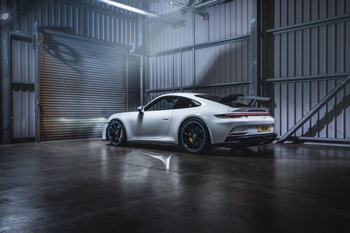 White 2021 Porsche 911 GT3 PDK in a Garage