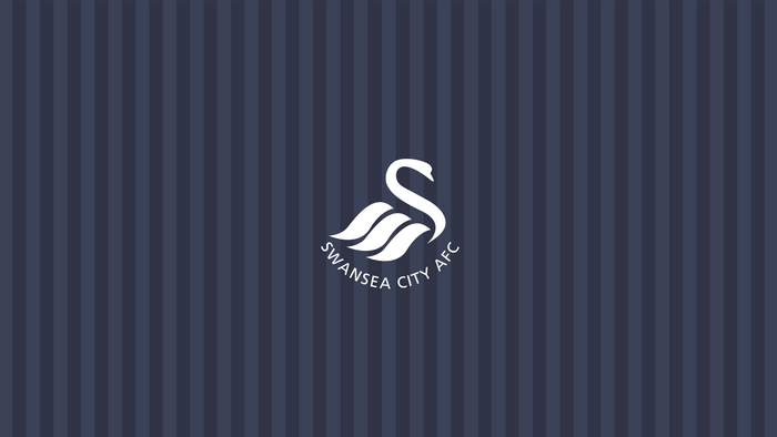 Swansea City AFC logo on striped background