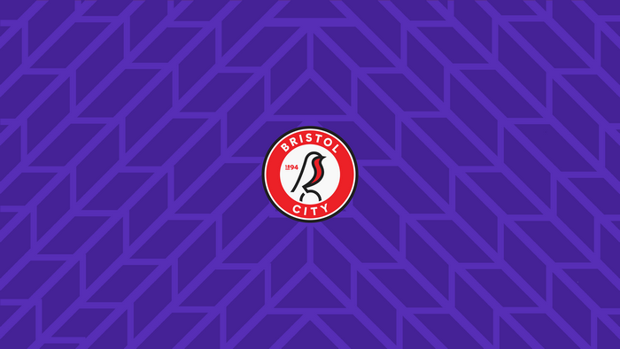 Bristol City F.C. logo on purple geometric pattern