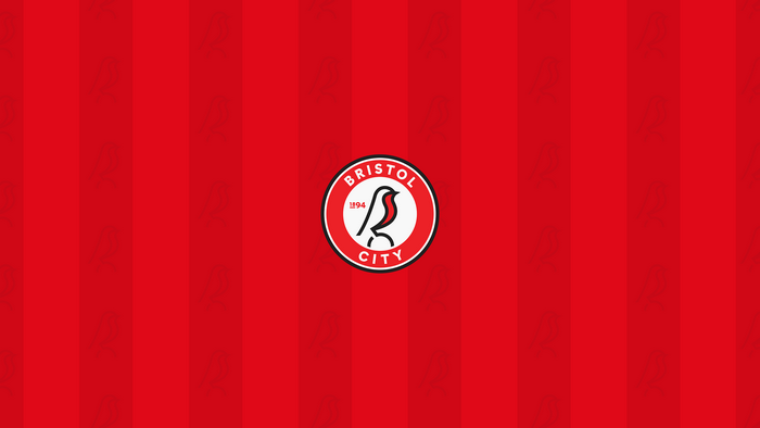 Bristol City F.C. logo on red striped background