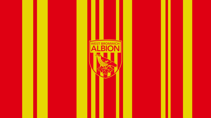West Bromwich Albion FC logo on red and yellow stripes