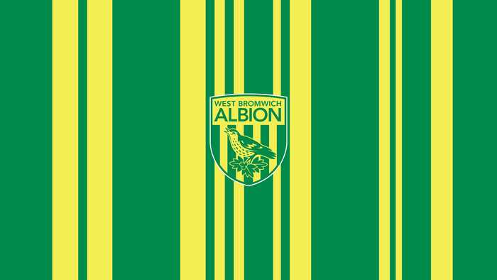 West Bromwich Albion FC logo on green and yellow stripes