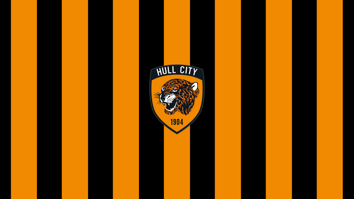Hull City A.F.C. logo on orange and black stripes