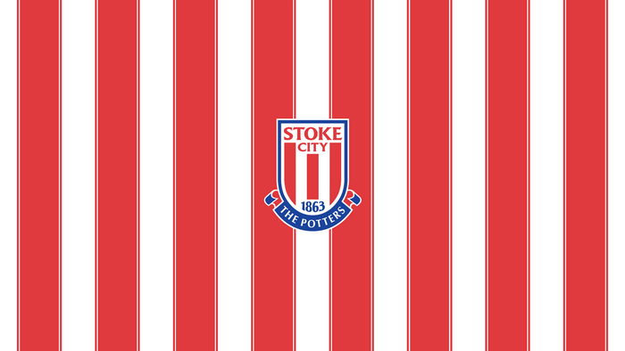 Stoke City F.C. logo on red and white stripes