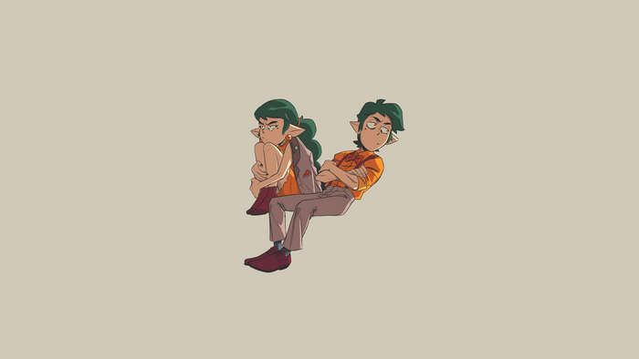 Emira and Edric Blight sitting back to back