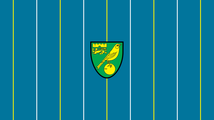 Norwich City F.C. logo on blue and white striped background