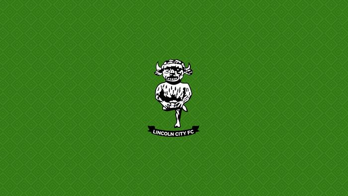Lincoln City FC logo on green diamond pattern