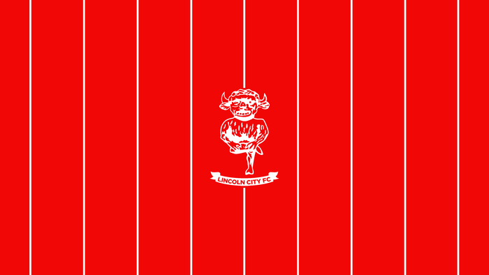 Lincoln City FC logo on red striped background
