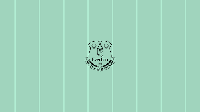 Everton F.C. emblem on a striped mint background