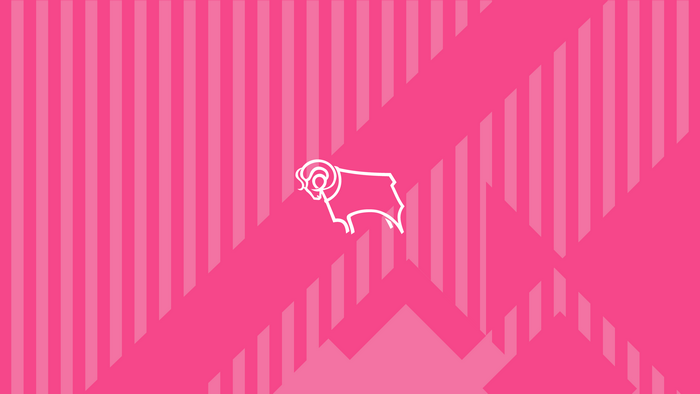 Derby County F.C. logo on pink striped background