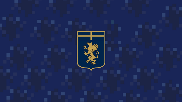 Genoa C.F.C. logo on a pixelated blue background