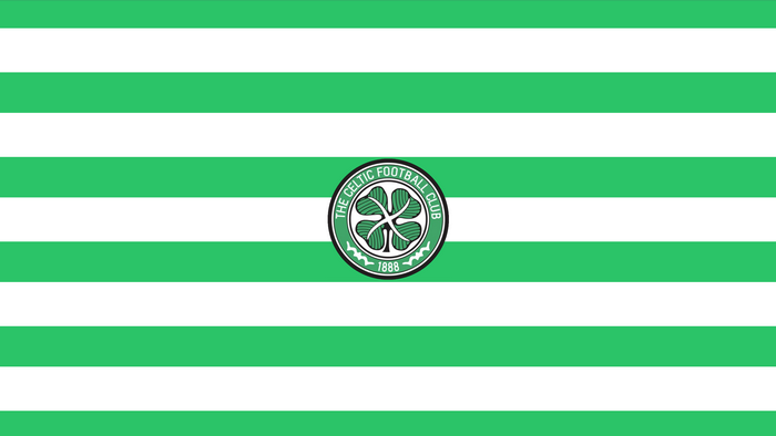 Celtic F.C. logo on green and white stripes