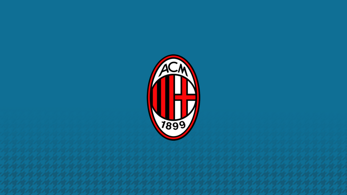 A.C. Milan logo on a blue patterned background