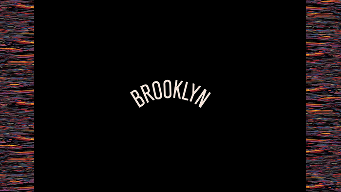 Brooklyn NBA logo with abstract colorful borders
