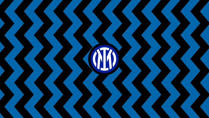 Inter Milan logo on a blue and black zigzag pattern