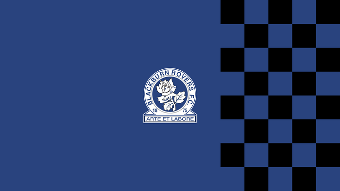 Blackburn Rovers F.C. logo on blue and checkered background