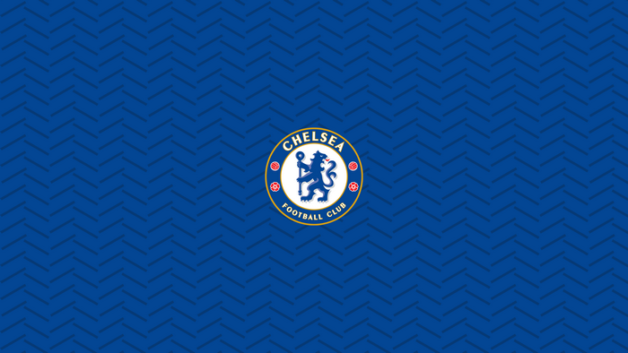 Chelsea F.C. logo on a blue chevron pattern