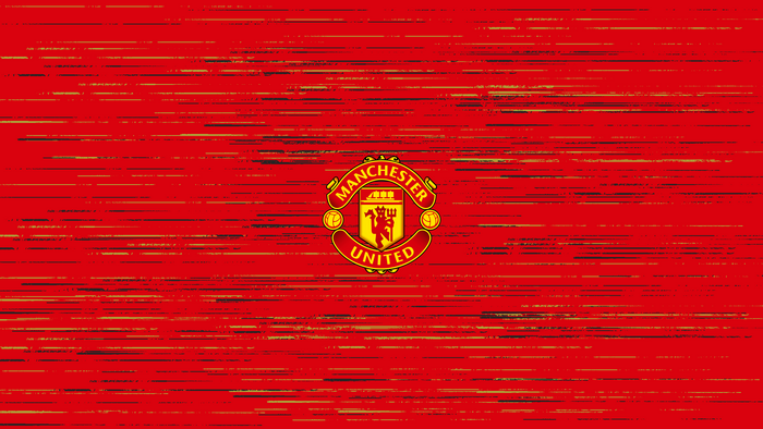 Manchester United FC logo on red textured background