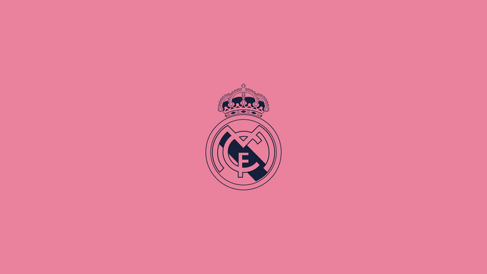 Real Madrid C.F. logo on pink background