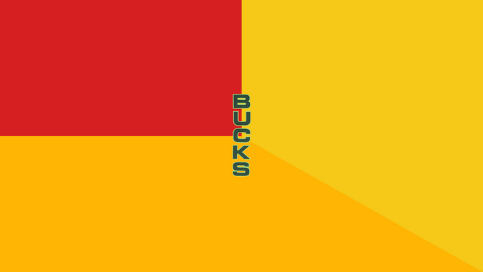 Milwaukee Bucks logo on red and yellow background