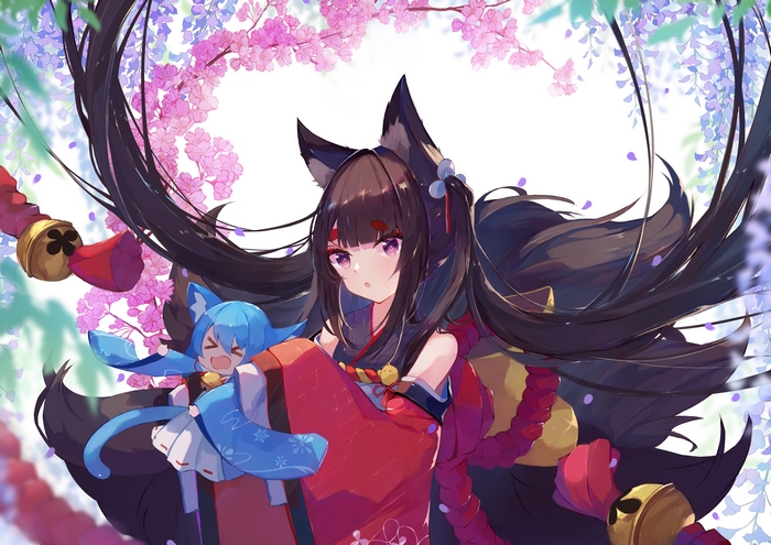 Amagi-chan and Amagi from Azur Lane with flowers