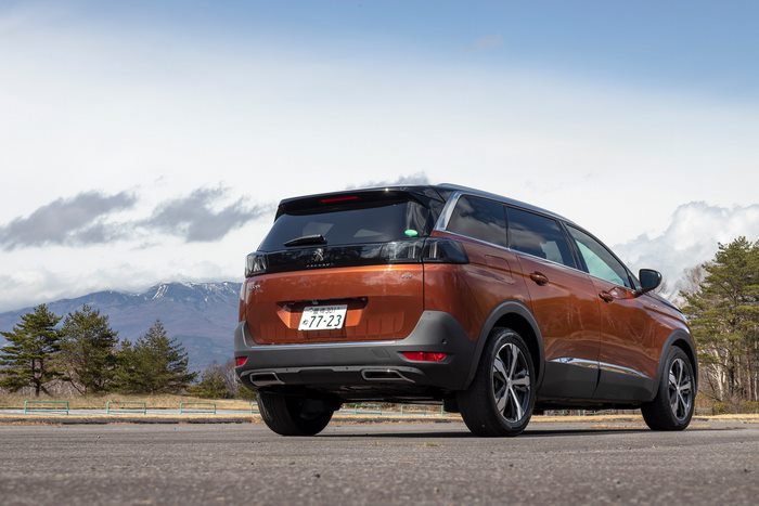 Orange 2021 Peugeot 5008 GT SUV rear view