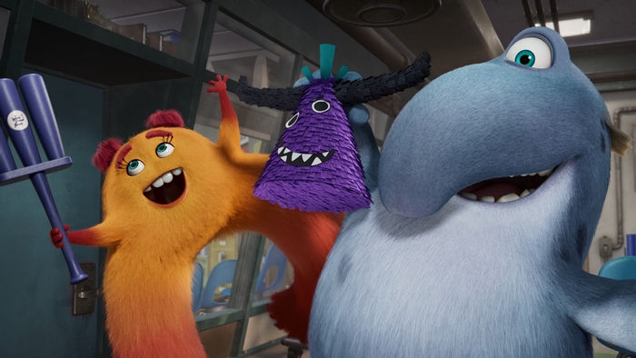 Monsters At Work: Fritz and Val Little with a piñata