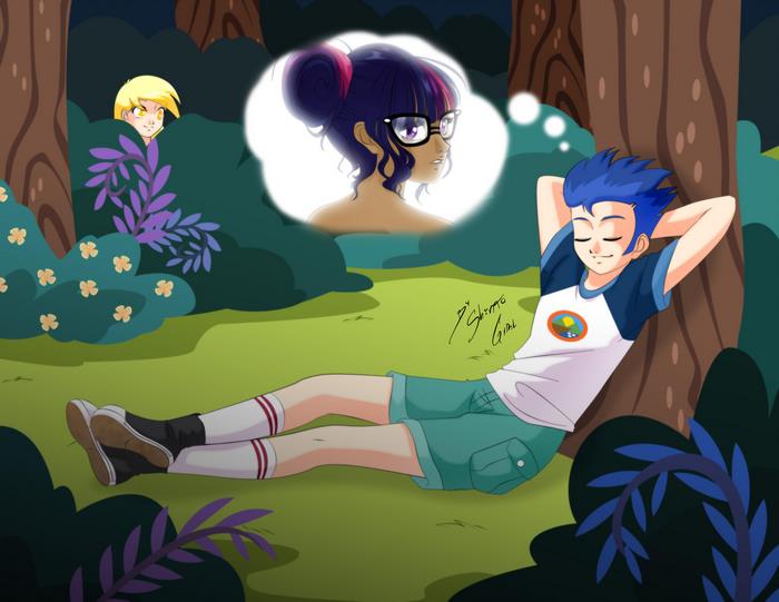 Flash Sentry dreams of Sci-Twi in the woods