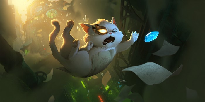 Fallen Feline Cat Reaching for Crystal